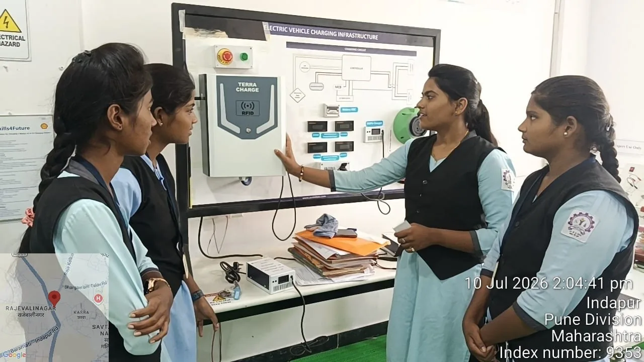 Candidates assessed on an EV charging infrastructure trainer